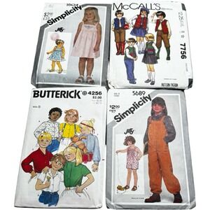 Vintage Simplicity McCalls Butterick Kids Sewing Patterns Lot 4 5 6 70s 80s Mix